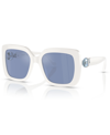 Swarovski Sk6001 Square-frame Acetate Sunglasses In White,light Blue Mirror