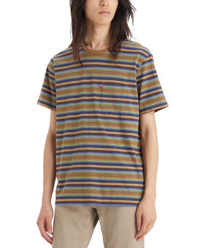 Levi's Men's Classic Pocket Short Sleeve Crewneck T-shirt In Otter Stripe