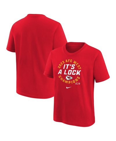 Nike Kids' Big Boys  Red Kansas City Chiefs 2023 Afc West Division Champions Locker Room Trophy Collection