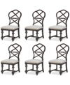 Macy's Mandeville 6pc X-back Chair Set In Brown