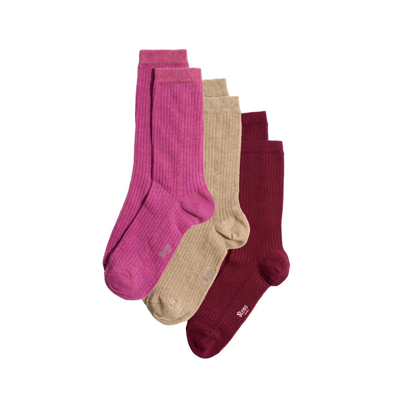 Stems Eco Conscious Cashmere Socks Box Of Three In Amaryllis,plum,nude
