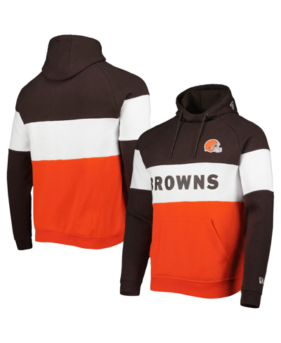 New Era Men's  Orange Cleveland Browns Colorblock Current Pullover Hoodie