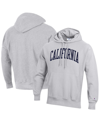 CHAMPION MEN'S CHAMPION HEATHERED GRAY CAL BEARS TEAM ARCH REVERSE WEAVE PULLOVER HOODIE