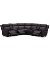 Macy's Addyson 117" 7-pc. Leather Sectional With 3 Zero Gravity Recliners With Power Headrests & 2 Consoles In Chocolate