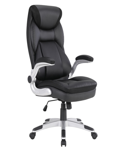Osp Home Furnishings Office Star 49.5" Leather, Nylon Executive Bonded Leather Office Chair In Black,silver