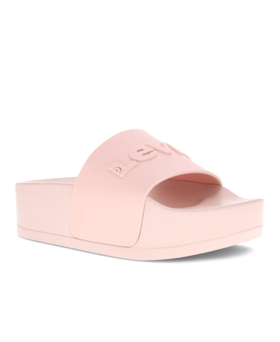 Levi's Women's  3d Platform Slide Slip On Sandal Shoe In Blush Mono