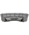 Macy's Addyson 117" 5-pc. Leather Sectional With 2 Zero Gravity Recliners With Power Headrests, Created For In Ash