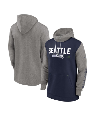 NIKE MEN'S NIKE COLLEGE NAVY SEATTLE SEAHAWKS FASHION COLOR BLOCK PULLOVER HOODIE
