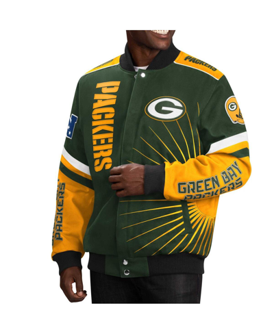G-iii Sports By Carl Banks Men's  Green Green Bay Packers Extreme Redzone Full-snap Varsity Jacket