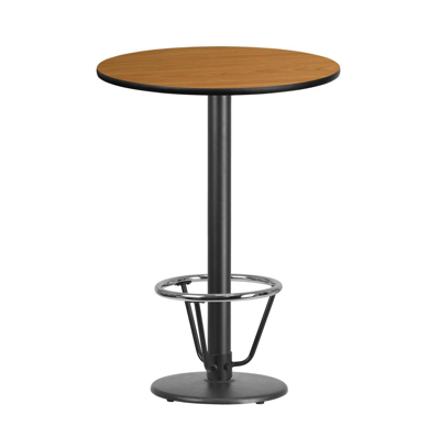 Emma+oliver 30" Round Laminate Bar Table With 18" Round Foot Ring Base In Natural