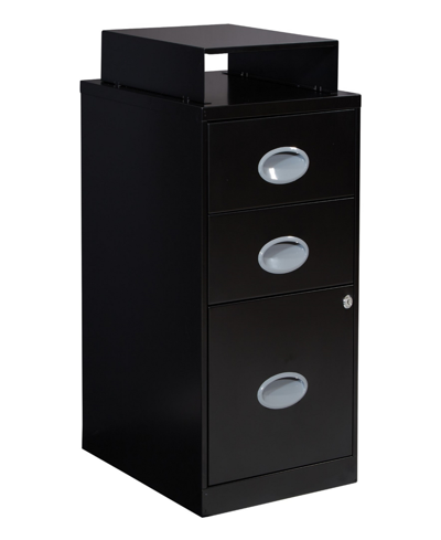 Osp Home Furnishings Office Star 27.75" 3 Drawer Locking Metal File Cabinet In Black