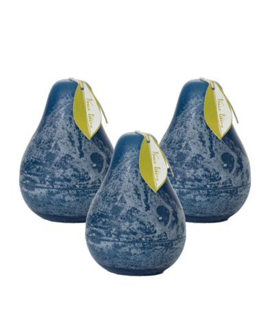 Vance Kitira 4.5" Pear Candles Kit, Set Of 3 In English Blue