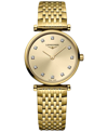 LONGINES WOMEN'S SWISS LA GRANDE CLASSIQUE DE LONGINES DIAMOND (1/20 CT. T.W.) GOLD PVD BRACELET WATCH 24MM