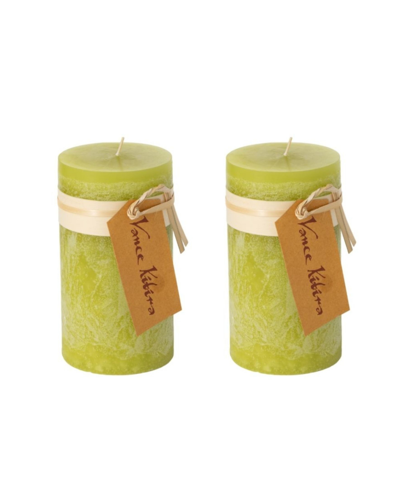 Vance Kitira 6" Timber Pillar Candles, Set Of 2 In Green Grape