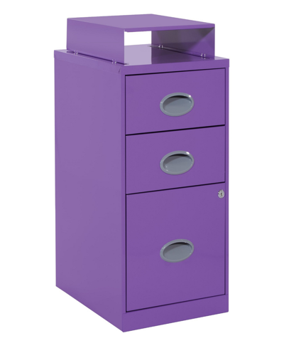 Osp Home Furnishings Office Star 27.75" 3 Drawer Locking Metal File Cabinet In Purple