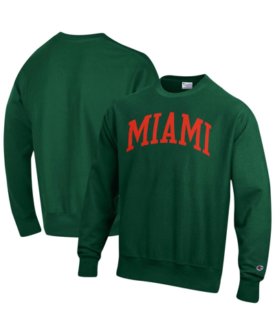 Champion Men's  Green Miami Hurricanes Arch Reverse Weave Pullover Sweatshirt