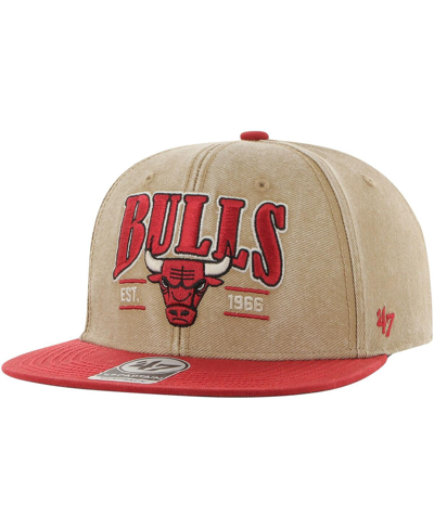 47 Brand Men's ' Khaki, Red Distressed Chicago Bulls Chilmark Captain Snapback Hat In Khaki,red