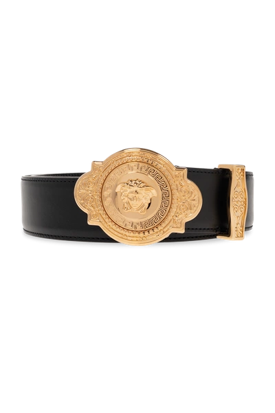 Versace Black Leather Belt In New