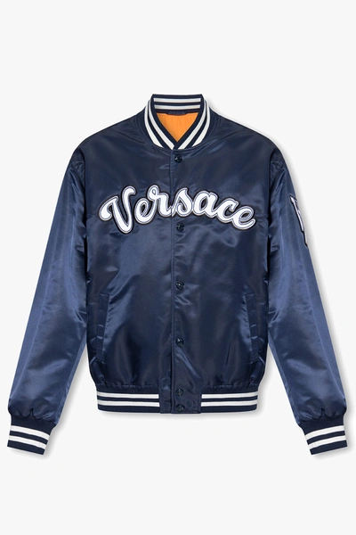 Versace Navy Blue Bomber Jacket In New