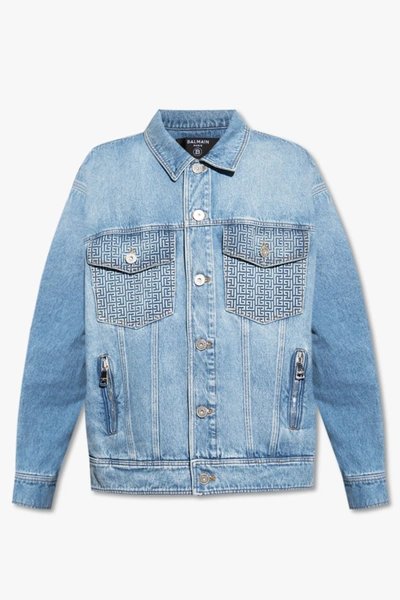 Balmain Blue Relaxed-fitting Denim Jacket In New