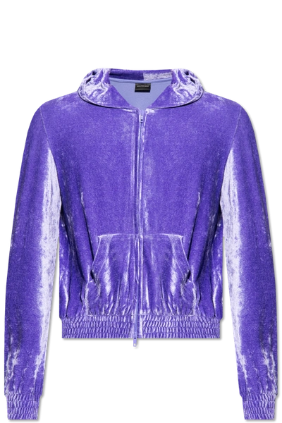 Balenciaga Purple Velour Hoodie In New