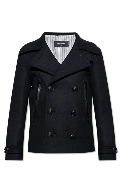 Dsquared2 Black Wool Coat In New