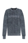 VERSACE VERSACE GREY COTTON SWEATER WITH LOGO