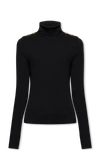 BALMAIN BALMAIN BLACK TURTLENECK SWEATER WITH APPLICATIONS