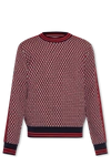 BALMAIN BALMAIN RED SWEATER WITH MONOGRAM