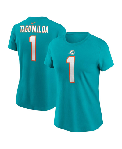 NIKE WOMEN'S NIKE TUA TAGOVAILOA AQUA MIAMI DOLPHINS PLAYER NAME AND NUMBER T-SHIRT