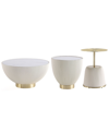 Manhattan Comfort Anderson 3-piece Leatherette Upholstered Coffee Table And End Table Set In Cream