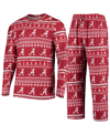 Concepts Sport Crimson Oklahoma Sooners Ugly Sweater Knit Long Sleeve Top And Pant Set In Crimson