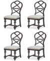 Macy's Mandeville 4pc X-back Chair Set In Brown