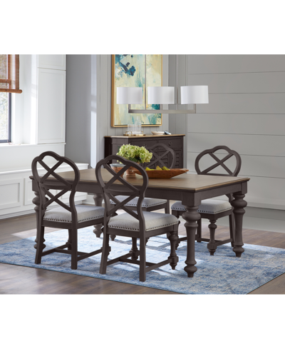Macy's Mandeville 5pc Dining Set (rectangular Table + 4 X-back Chairs) In Brown