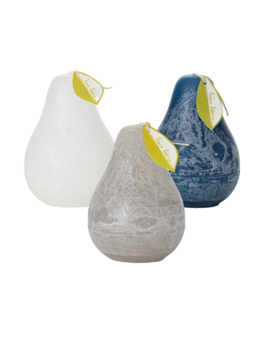 Vance Kitira 4.5" Silver-tone Lining Pear Candles Kit, Set Of 3 In White,dove Gray,english Blue