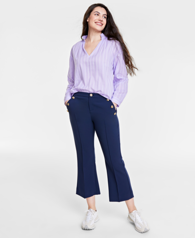 On 34th Women's Cropped Sailor Pants, Created For Macy's In Intrepid Blue