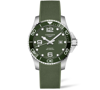 LONGINES MEN'S SWISS AUTOMATIC HYDROCONQUEST GREEN RUBBER STRAP WATCH 43MM