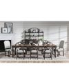 MACY'S MANDEVILLE 9PC DINING SET (RECTANGULAR TABLE + 6 X-BACK CHAIRS + 2 UPHOLSTERED CHAIRS)