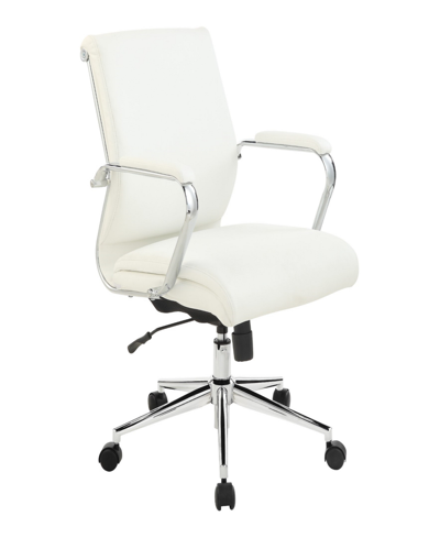Osp Home Furnishings Office Star 41.25" Fabric, Chrome Mid Back Manager's Office Chair In White
