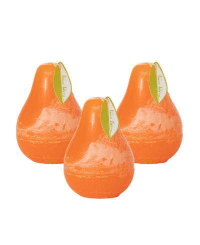 Vance Kitira 4.5" Pear Candles Kit, Set Of 3 In Tangerine