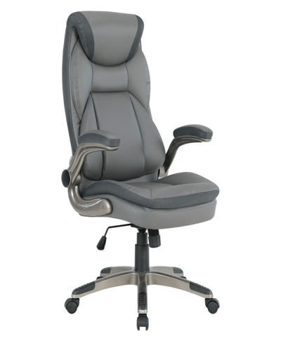 Osp Home Furnishings Office Star 49.5" Leather, Nylon Executive Bonded Leather Office Chair In Charcoal,titanium