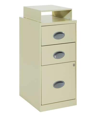 Osp Home Furnishings Office Star 27.75" 3 Drawer Locking Metal File Cabinet In Tan
