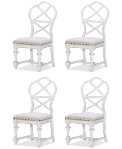 Macy's Mandeville 4pc X-back Chair Set In White