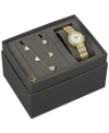 BULOVA WOMEN'S CLASSIC CRYSTAL GOLD-TONE STAINLESS STEEL BRACELET WATCH 30MM GIFT SET