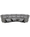 Macy's Addyson 117" 6-pc. Leather Sectional With 2 Zero Gravity Recliners With Power Headrests And 1 Consol In Ash
