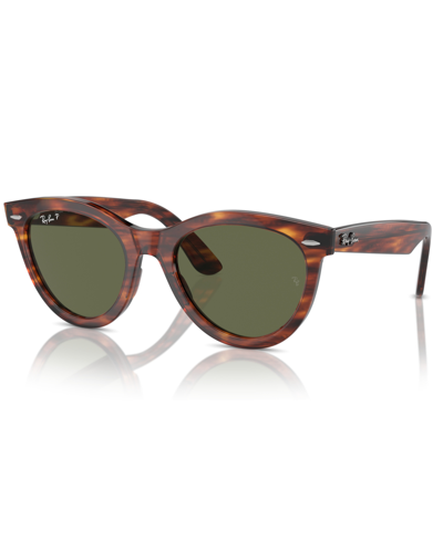 Ray Ban Unisex Wayfarer Way Polarized Sunglasses, Rb2241 In Striped Havana