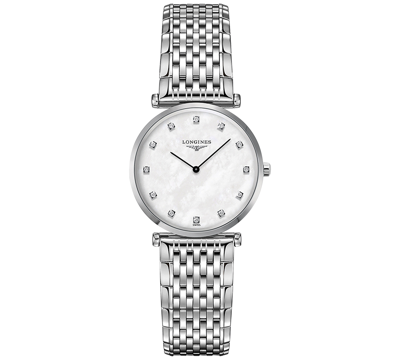 LONGINES WOMENS SWISS LA GRANDE CLASSIQUE DE LONGINES DIAMOND-ACCENT STAINLESS STEEL BRACELET WATCH 29MM