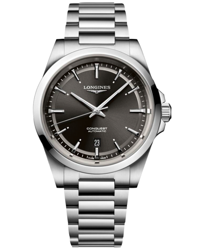 Longines Men's Swiss Automatic Conquest Stainless Steel Bracelet Watch 41mm In Silver