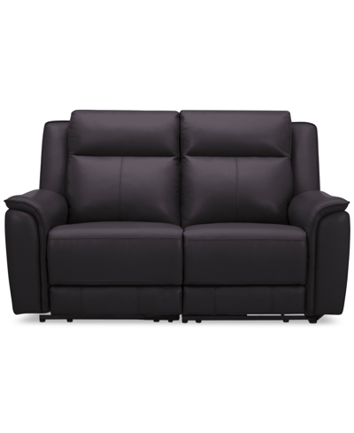 Macy's Addyson 64" 2-pc. Leather Sofa With 2 Zero Gravity Recliners With Power Headrests, Created For Macy' In Chocolate