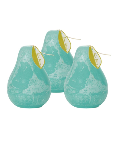 Vance Kitira 4.5" Pear Candles Kit, Set Of 3 In Sea Foam Blue